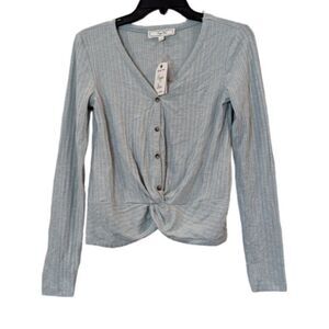 Hippie Rose Womens Size XS Raindrop Long Sleeve Button Up Blouse Top